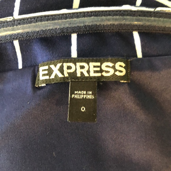 Express - Blue & White, Windowpane & Floral Strapless Midi Dress Size 0 - Picture 7 of 9